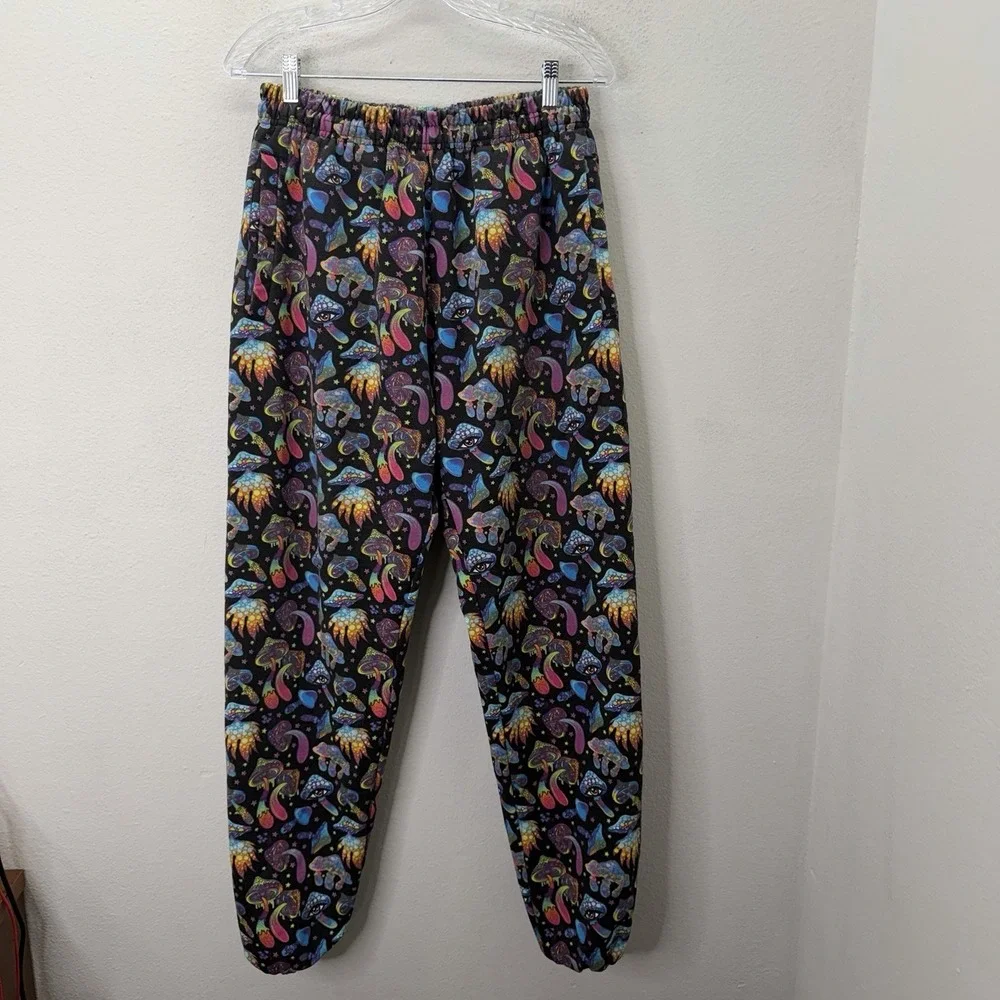 A$$holes Live Forever Sweatpants Joggers Pants Mens L AOP Psychedelic Mushrooms